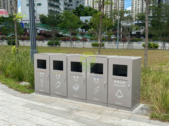 深圳公園不銹鋼噴塑組合分類垃圾桶